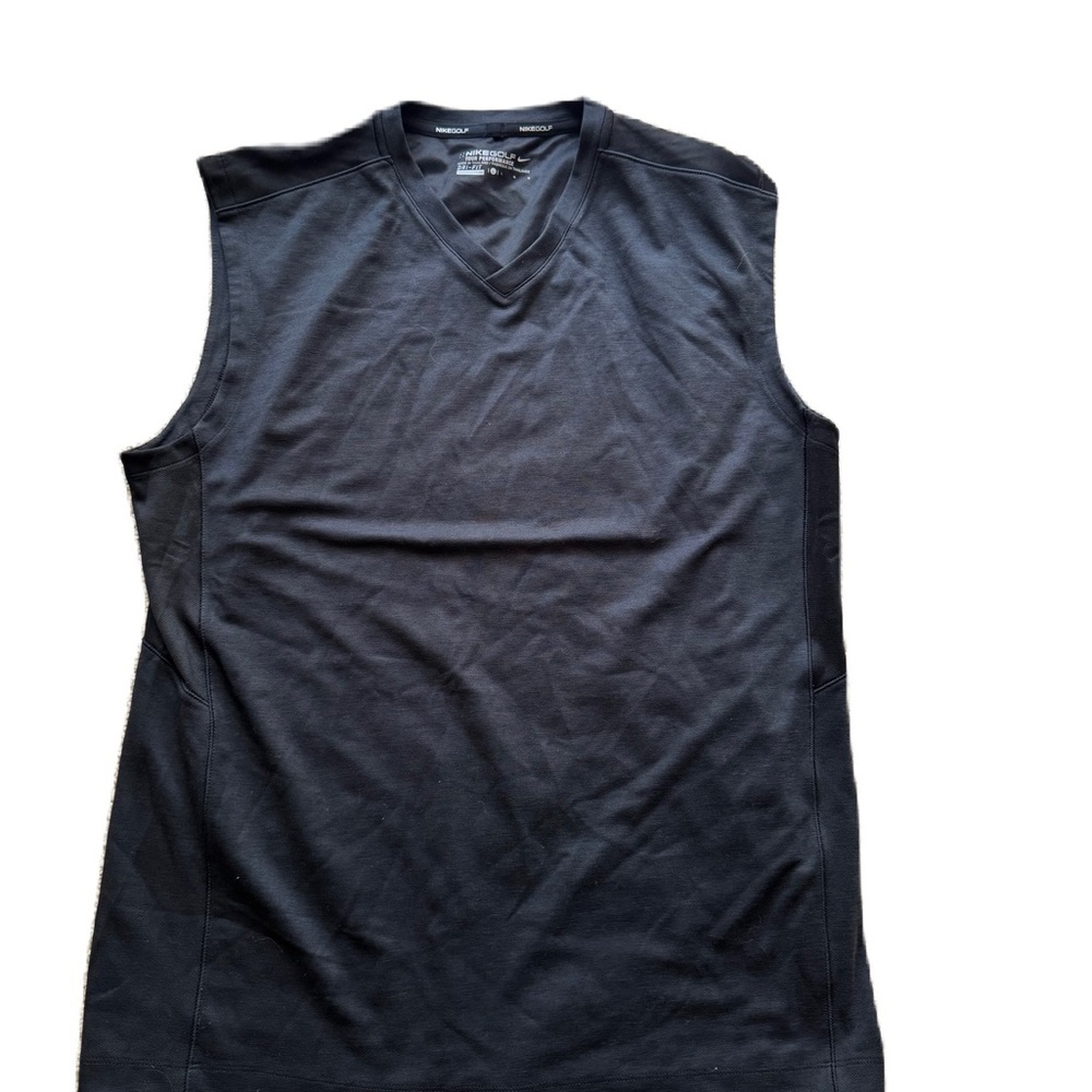 NikeGolf Men's Large Dri-Fit Black Tank Sleeveless Shirt Tour Performance EUC